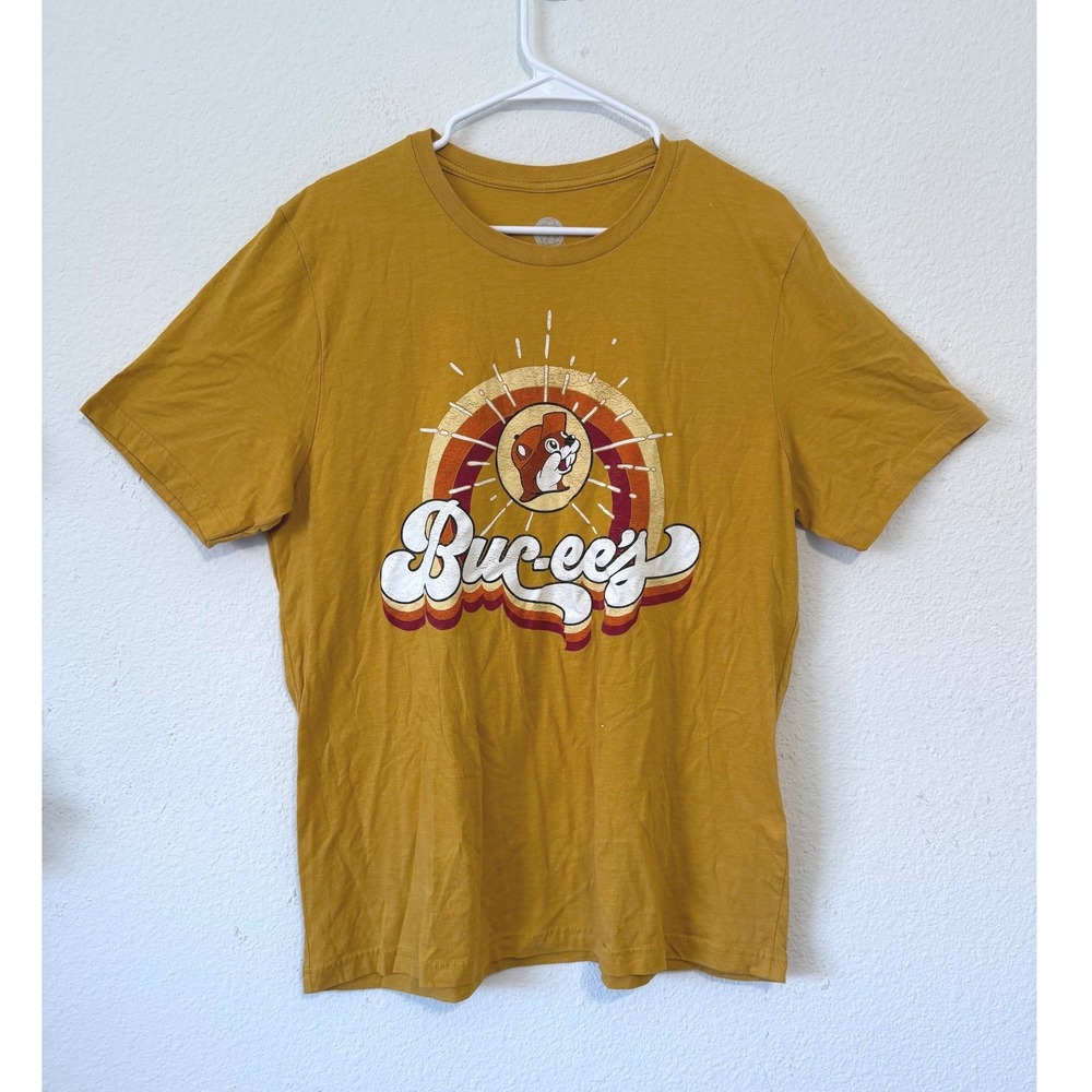 Bucees Yellow Retro Graphic T Shirt Mens XL Short Sleeve‎ Crew Neck Cotton Blend